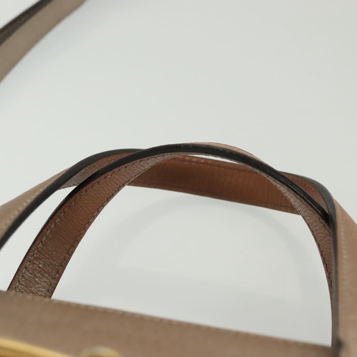 GUCCI Horsebit Hand Bag Leather 2way Gold Pink gold 319795 Auth 133420