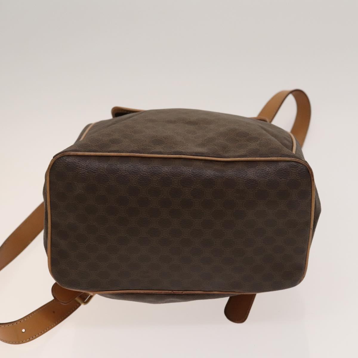 CELINE Macadam Canvas Backpack PVC Leather Brown Gold Auth 133422