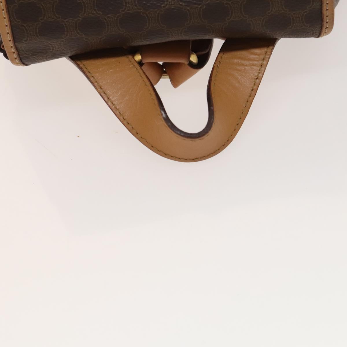 CELINE Macadam Canvas Backpack PVC Leather Brown Gold Auth 133422