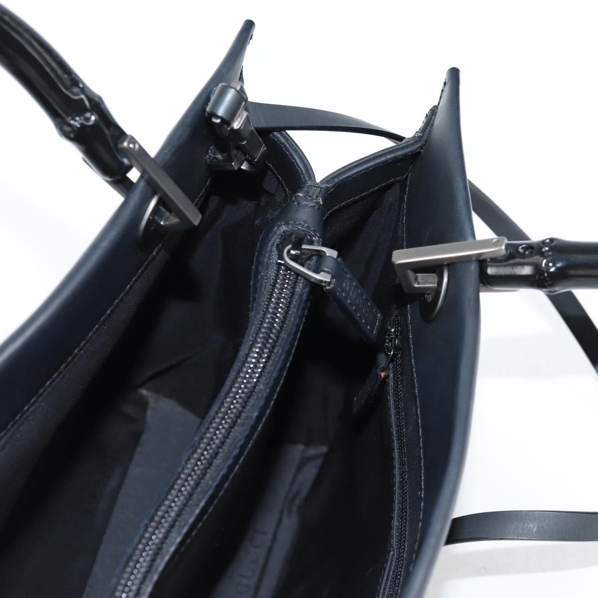 GUCCI Bamboo Hand Bag Leather 2way Black 002 1016 Auth 133424