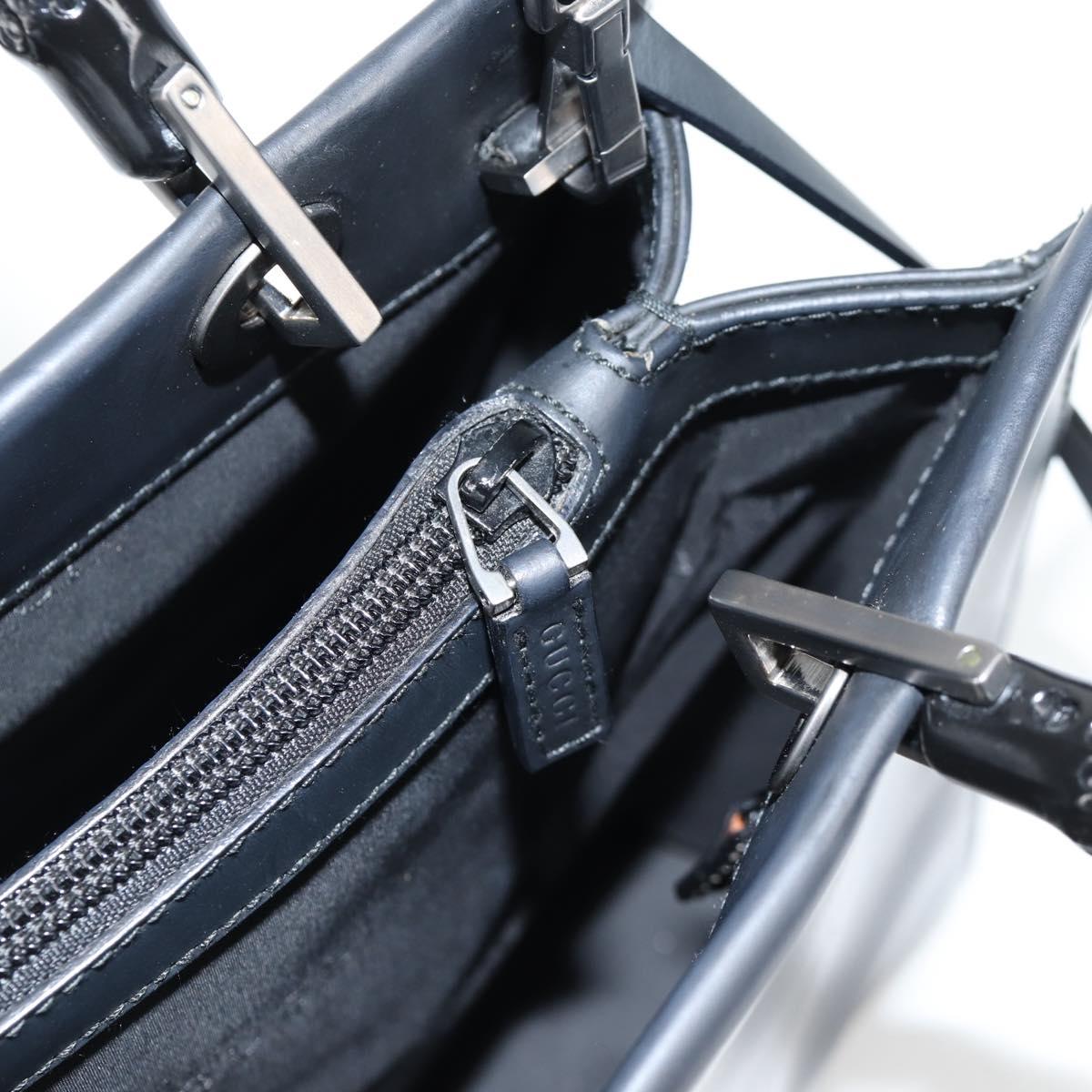 GUCCI Bamboo Hand Bag Leather 2way Black 002 1016 Auth 133424