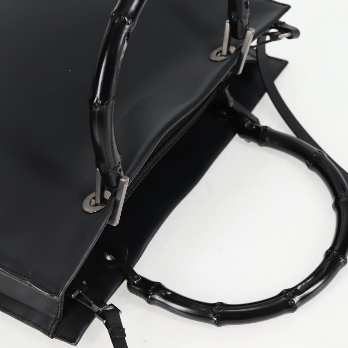 GUCCI Bamboo Hand Bag Leather 2way Black 002 1016 Auth 133424