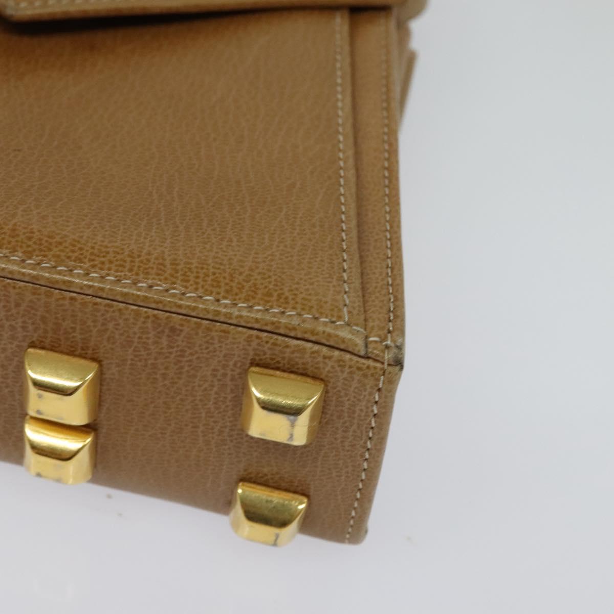 Salvatore Ferragamo Shoulder Bag Leather Beige Gold Auth 133427