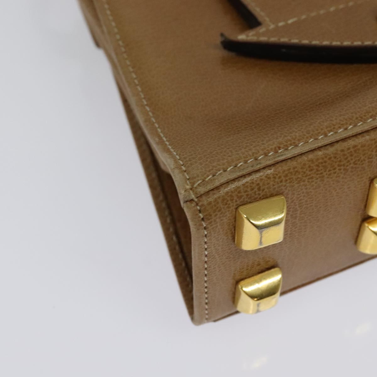 Salvatore Ferragamo Shoulder Bag Leather Beige Gold Auth 133427