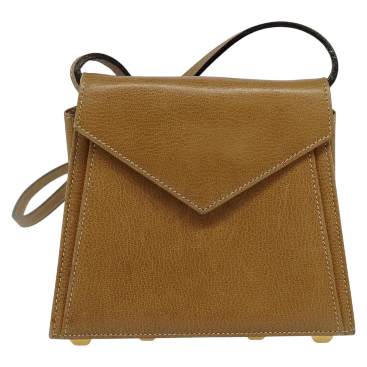 Salvatore Ferragamo Shoulder Bag Leather Beige Gold Auth 133427