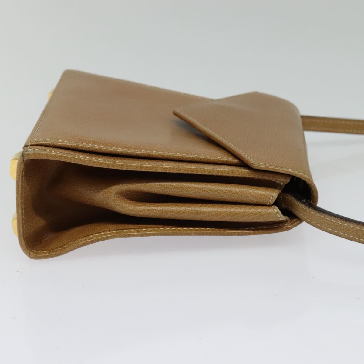 Salvatore Ferragamo Shoulder Bag Leather Beige Gold Auth 133427