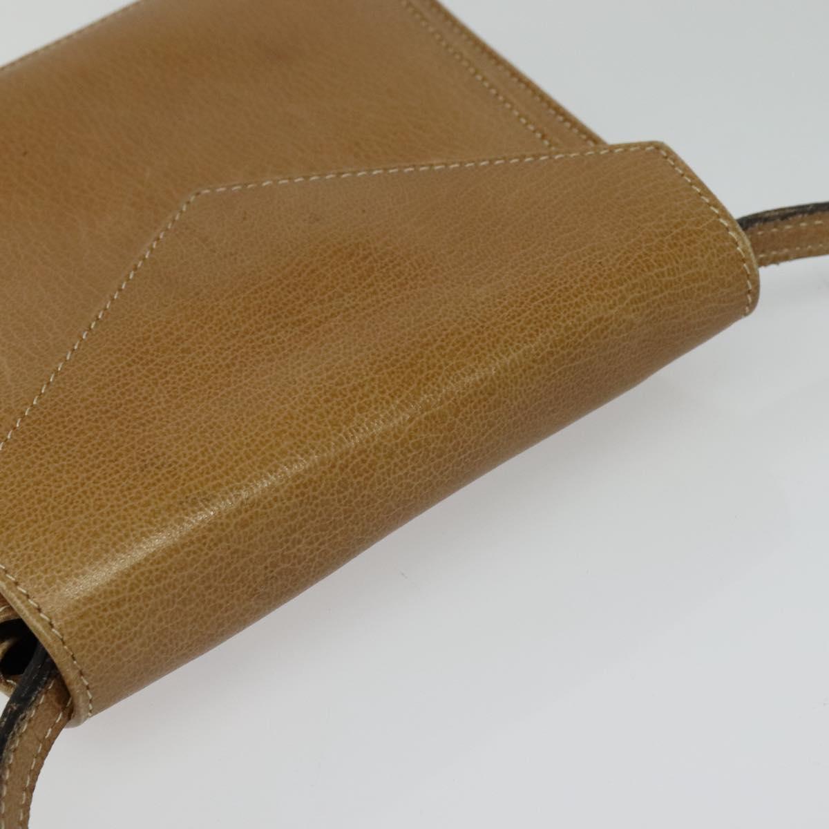 Salvatore Ferragamo Shoulder Bag Leather Beige Gold Auth 133427