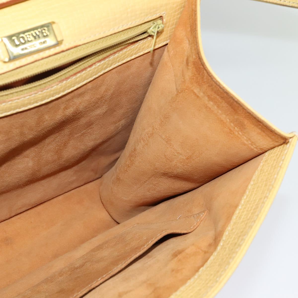 LOEWE Anagram Hand Bag Leather 2way Gold Yellow Auth 133432