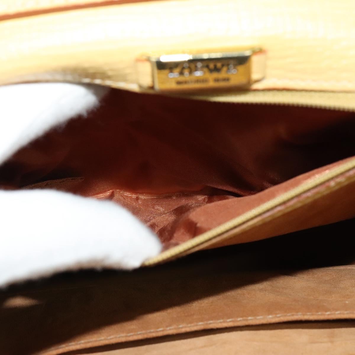 LOEWE Anagram Hand Bag Leather 2way Gold Yellow Auth 133432