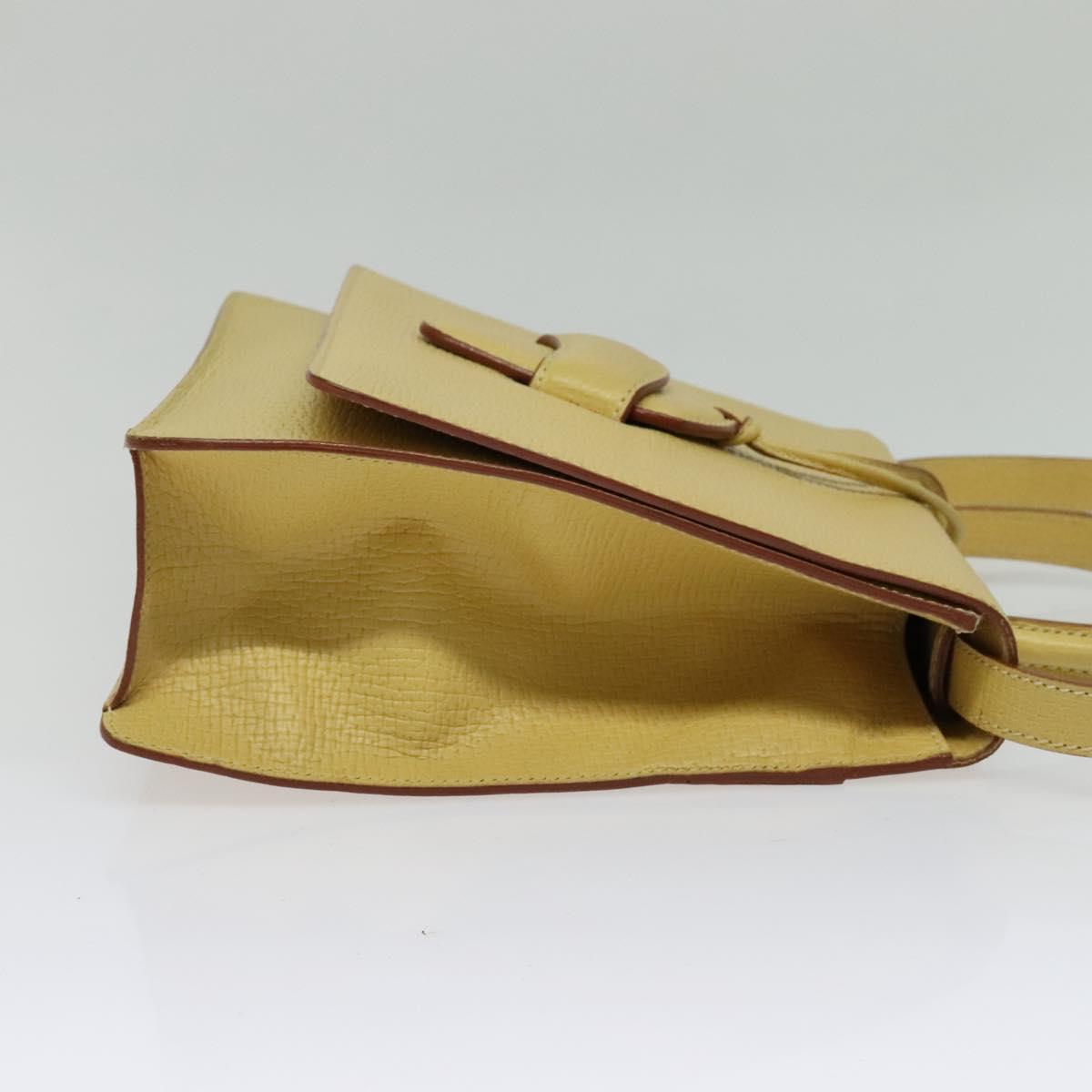 LOEWE Anagram Hand Bag Leather 2way Gold Yellow Auth 133432