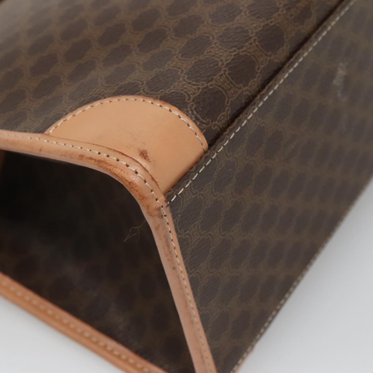 CELINE Macadam Canvas Hand Bag PVC Leather Brown Gold Auth 133434