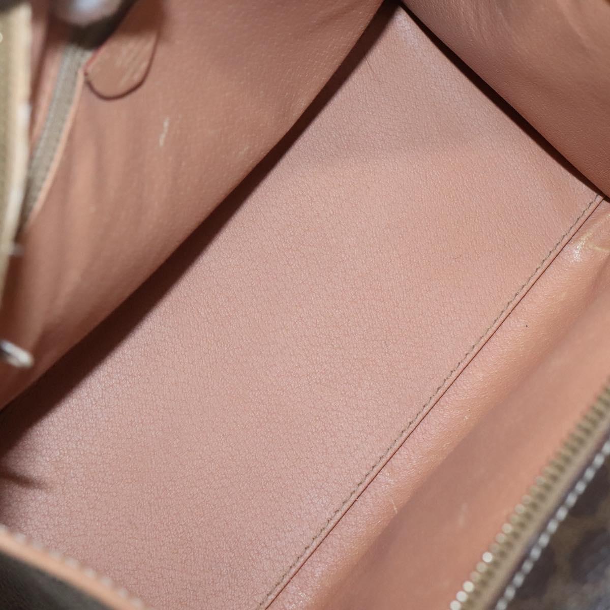 CELINE Macadam Canvas Hand Bag PVC Leather Brown Gold Auth 133434