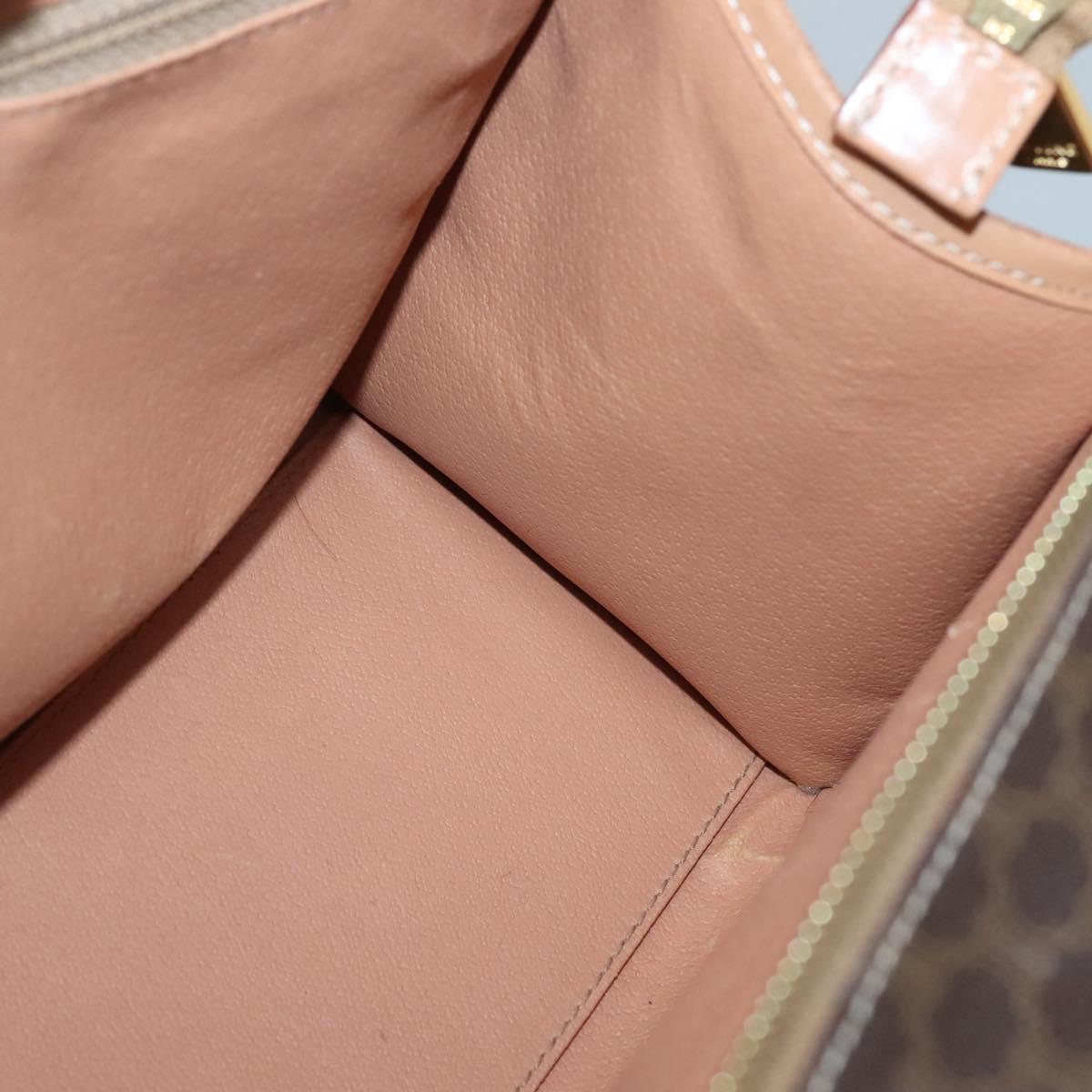 CELINE Macadam Canvas Hand Bag PVC Leather Brown Gold Auth 133434