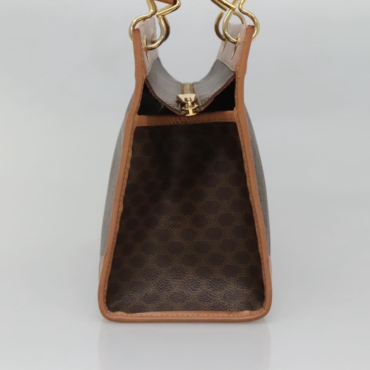 CELINE Macadam Canvas Hand Bag PVC Leather Brown Gold Auth 133434