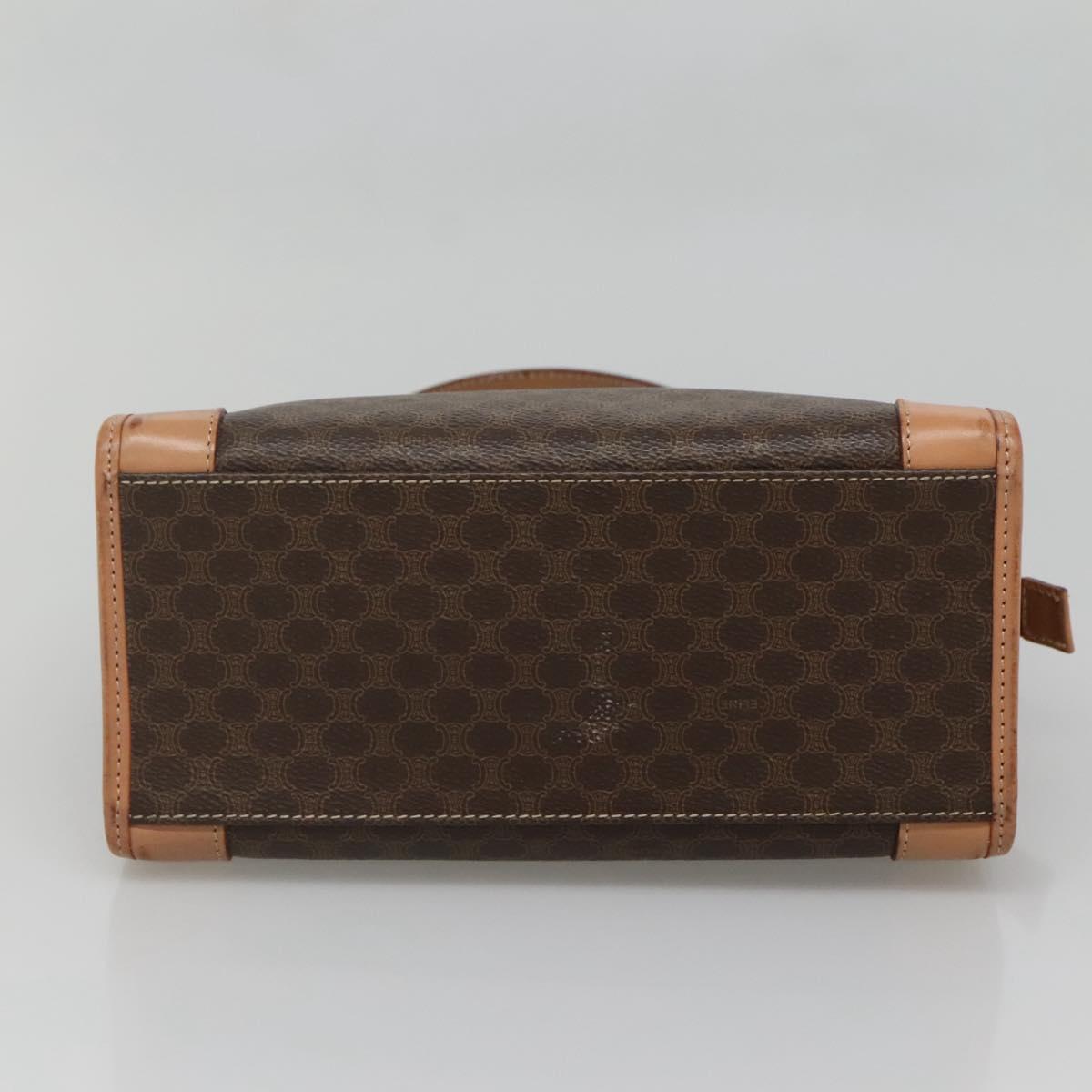 CELINE Macadam Canvas Hand Bag PVC Leather Brown Gold Auth 133434