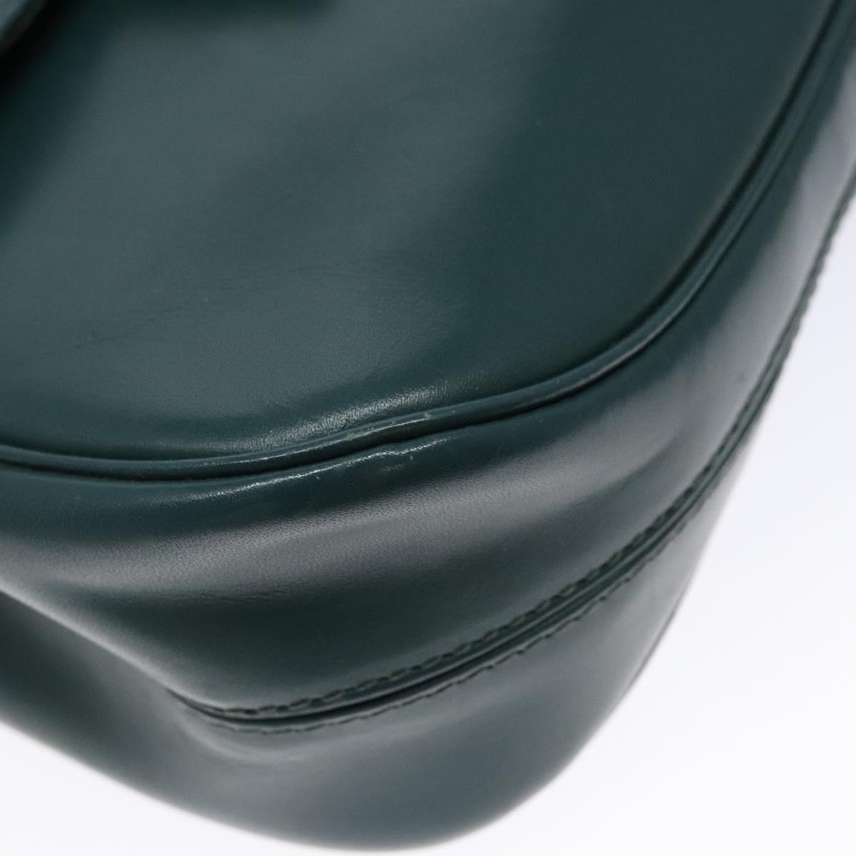 BALLY Shoulder Bag Leather Green Gold Auth 133436