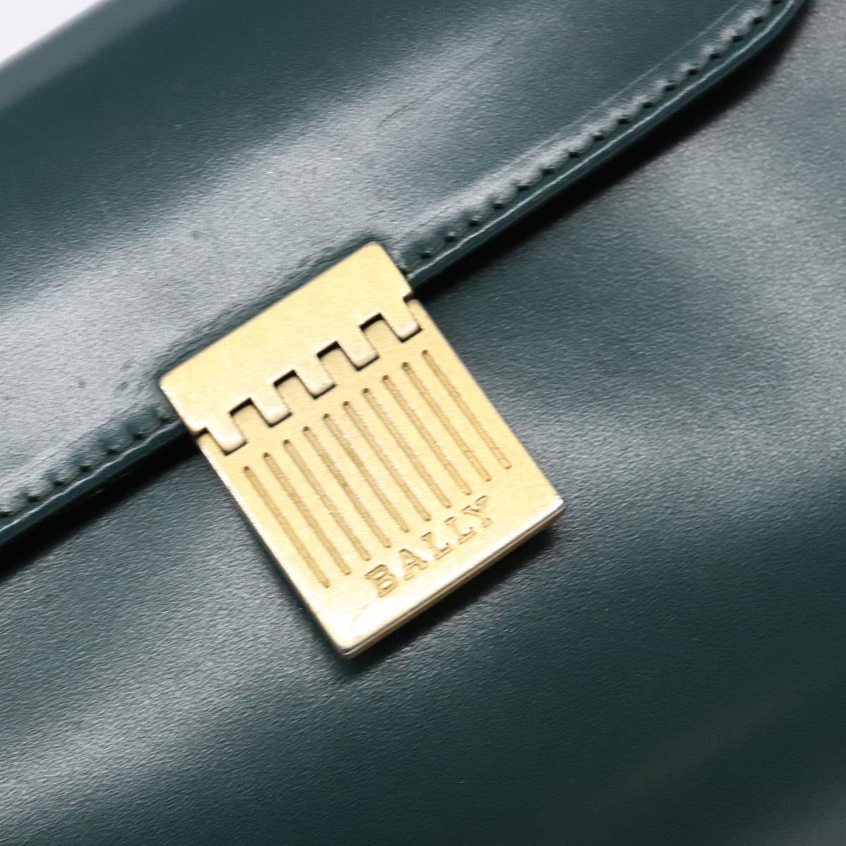 BALLY Shoulder Bag Leather Green Gold Auth 133436