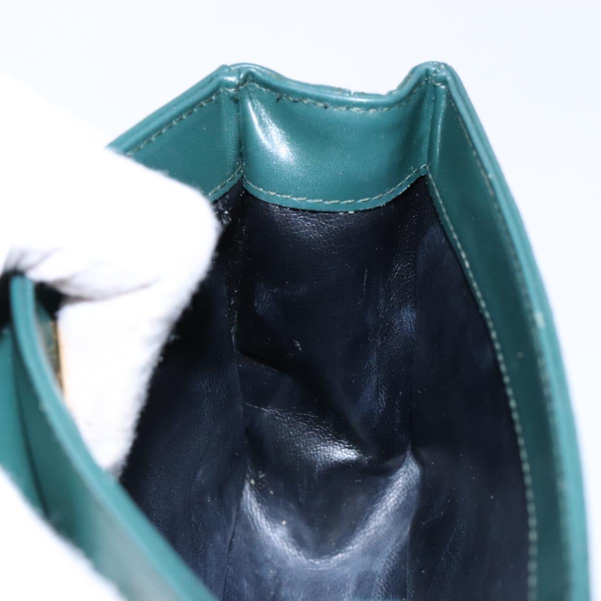 BALLY Shoulder Bag Leather Green Gold Auth 133436