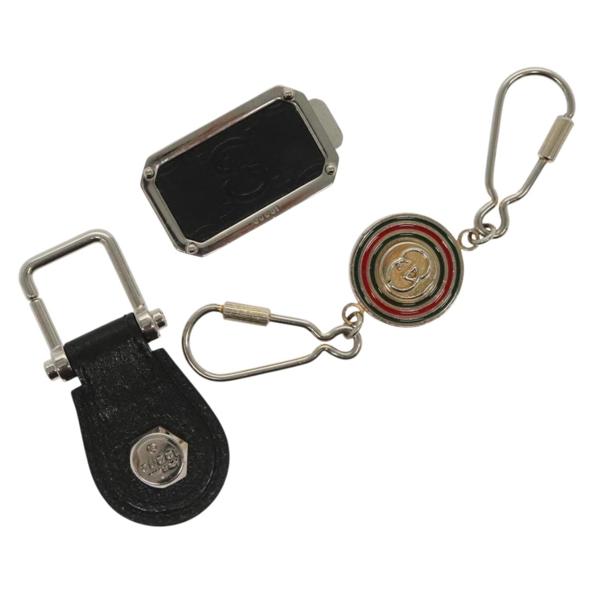 GUCCI Charm metal 3Set Black Silver Auth 133446