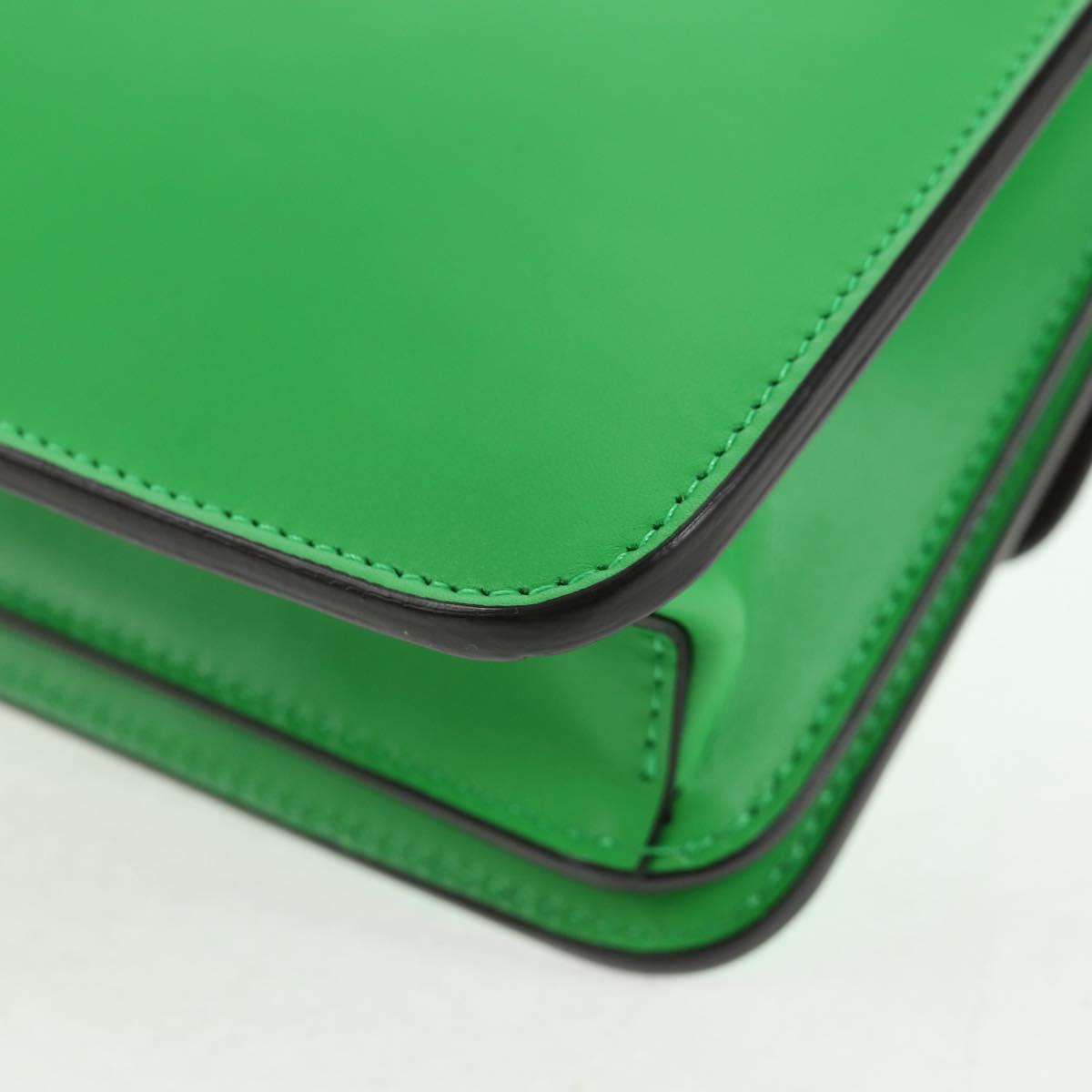 FENDI Fab Shoulder Bag Leather Green Gold Auth 133473M