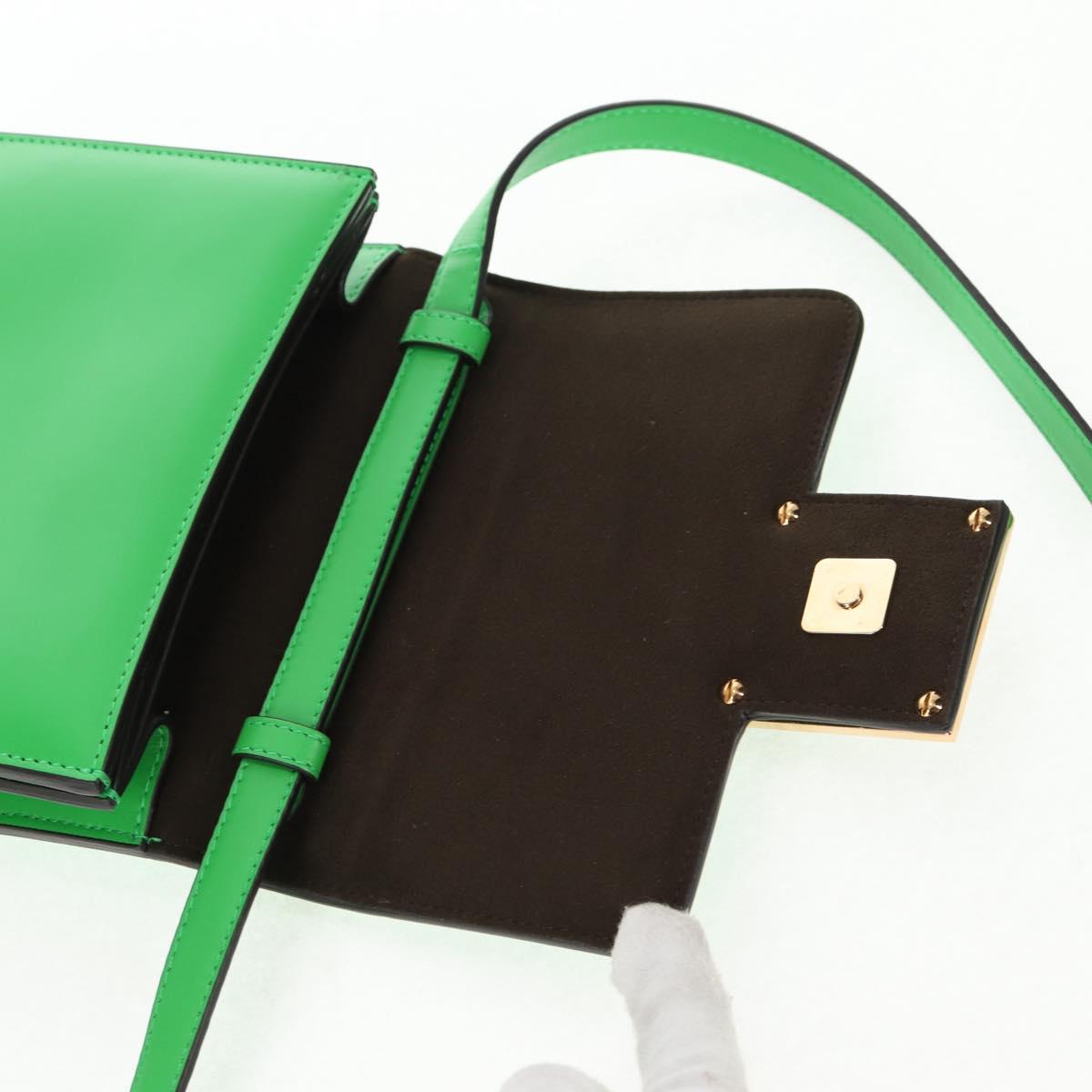 FENDI Fab Shoulder Bag Leather Green Gold Auth 133473M