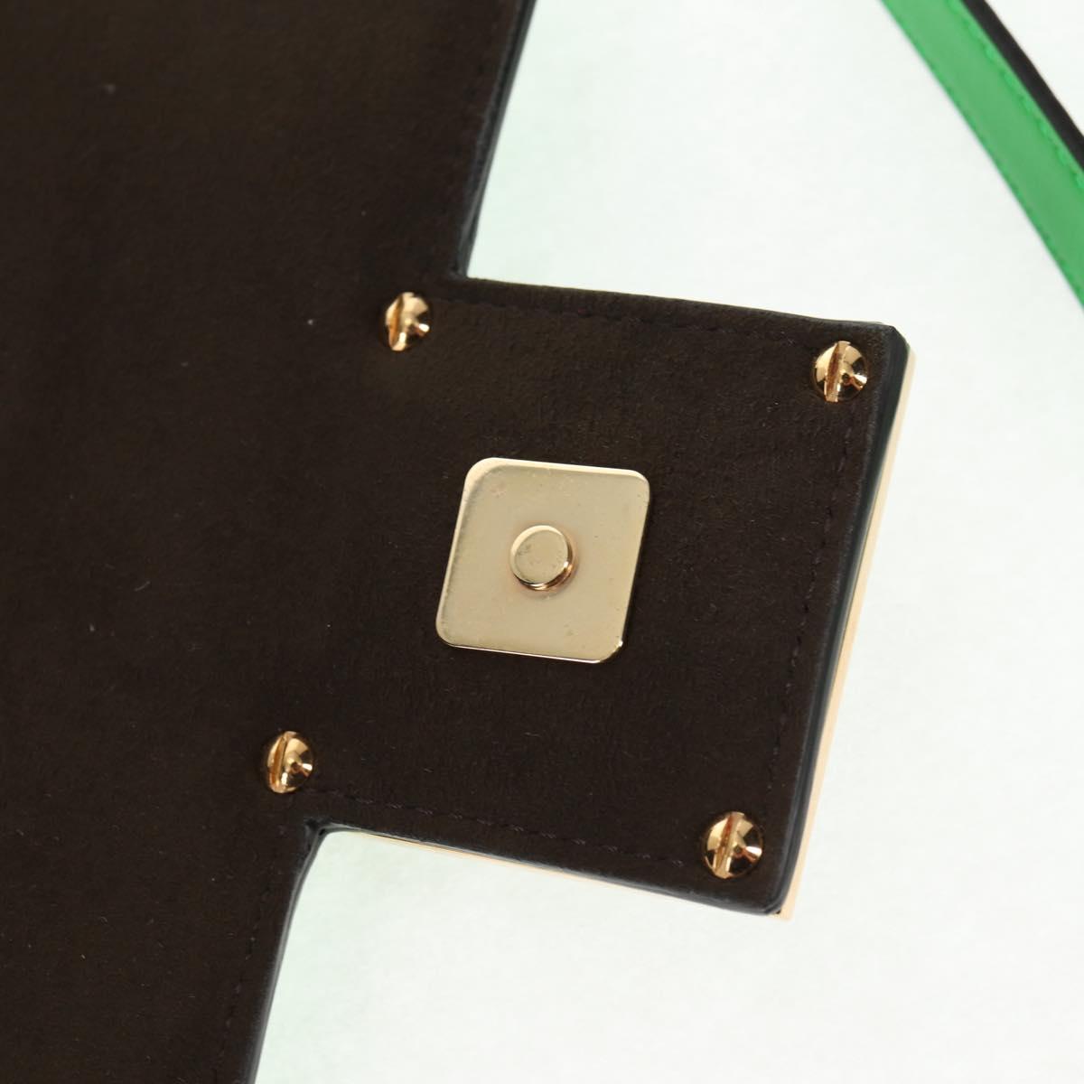 FENDI Fab Shoulder Bag Leather Green Gold Auth 133473M