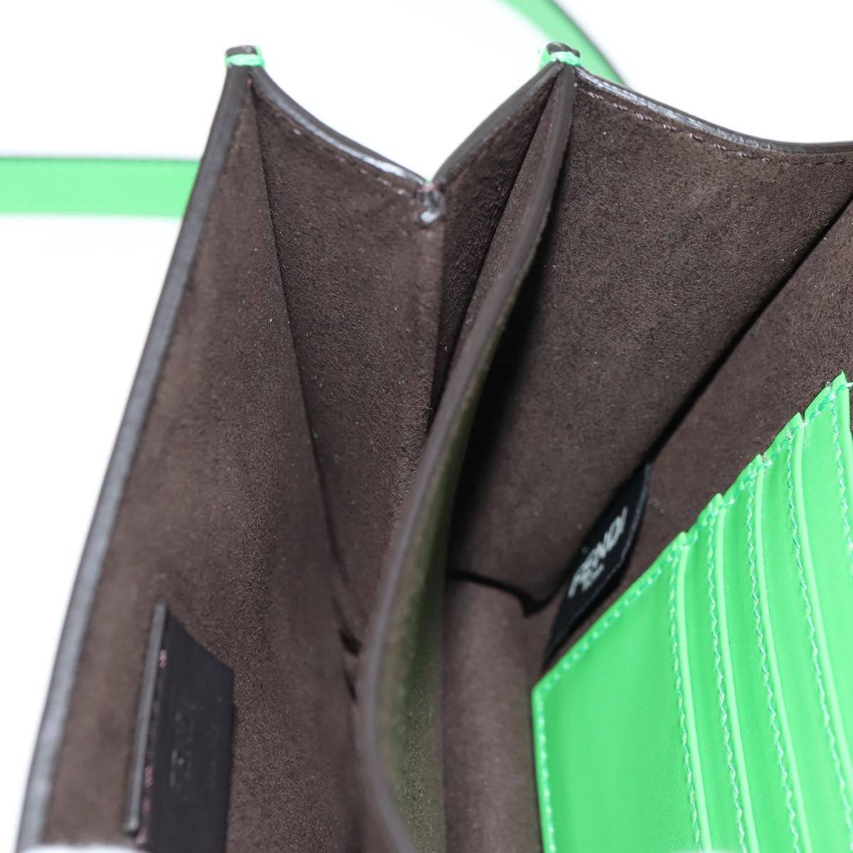 FENDI Fab Shoulder Bag Leather Green Gold Auth 133473M