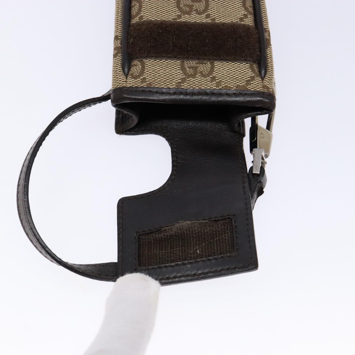 GUCCI GG Canvas Pouch Beige Silver 039 1669 1097 Auth 133490
