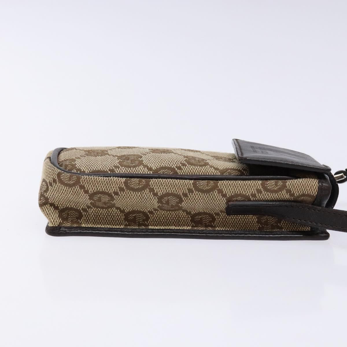GUCCI GG Canvas Pouch Beige Silver 039 1669 1097 Auth 133490