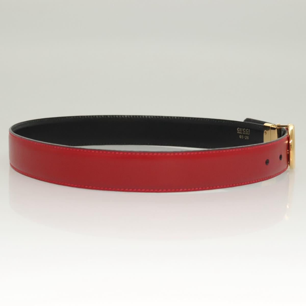 GUCCI Belt Leather 29.9"" Red Gold 037 194 0910 Auth 133494