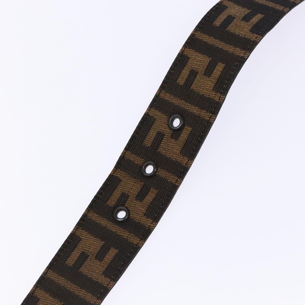 FENDI Zucca Canvas Belt Black Brown Auth 133498