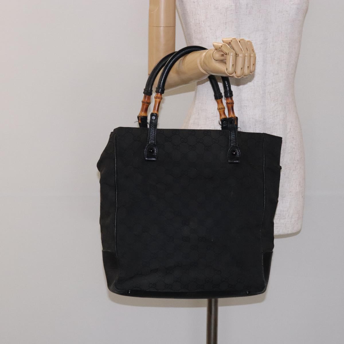 GUCCI Bamboo GG Canvas Hand Bag Black 112530 Auth 133507