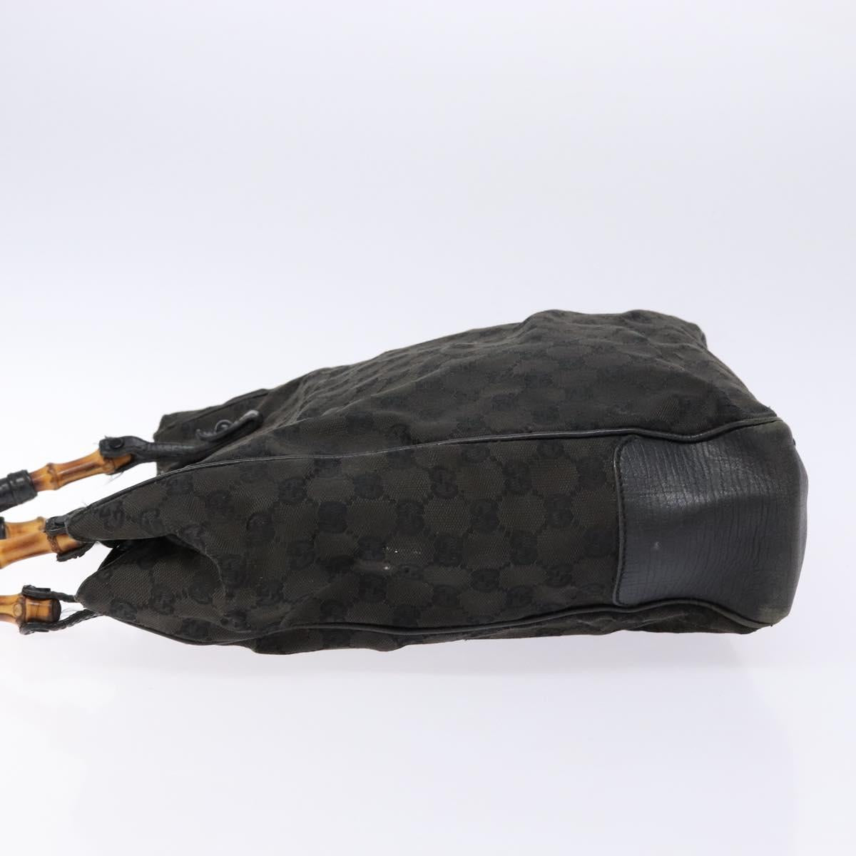 GUCCI Bamboo GG Canvas Hand Bag Black 112530 Auth 133507
