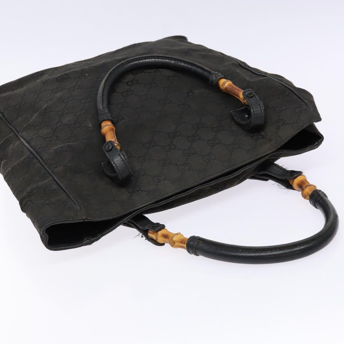 GUCCI Bamboo GG Canvas Hand Bag Black 112530 Auth 133507