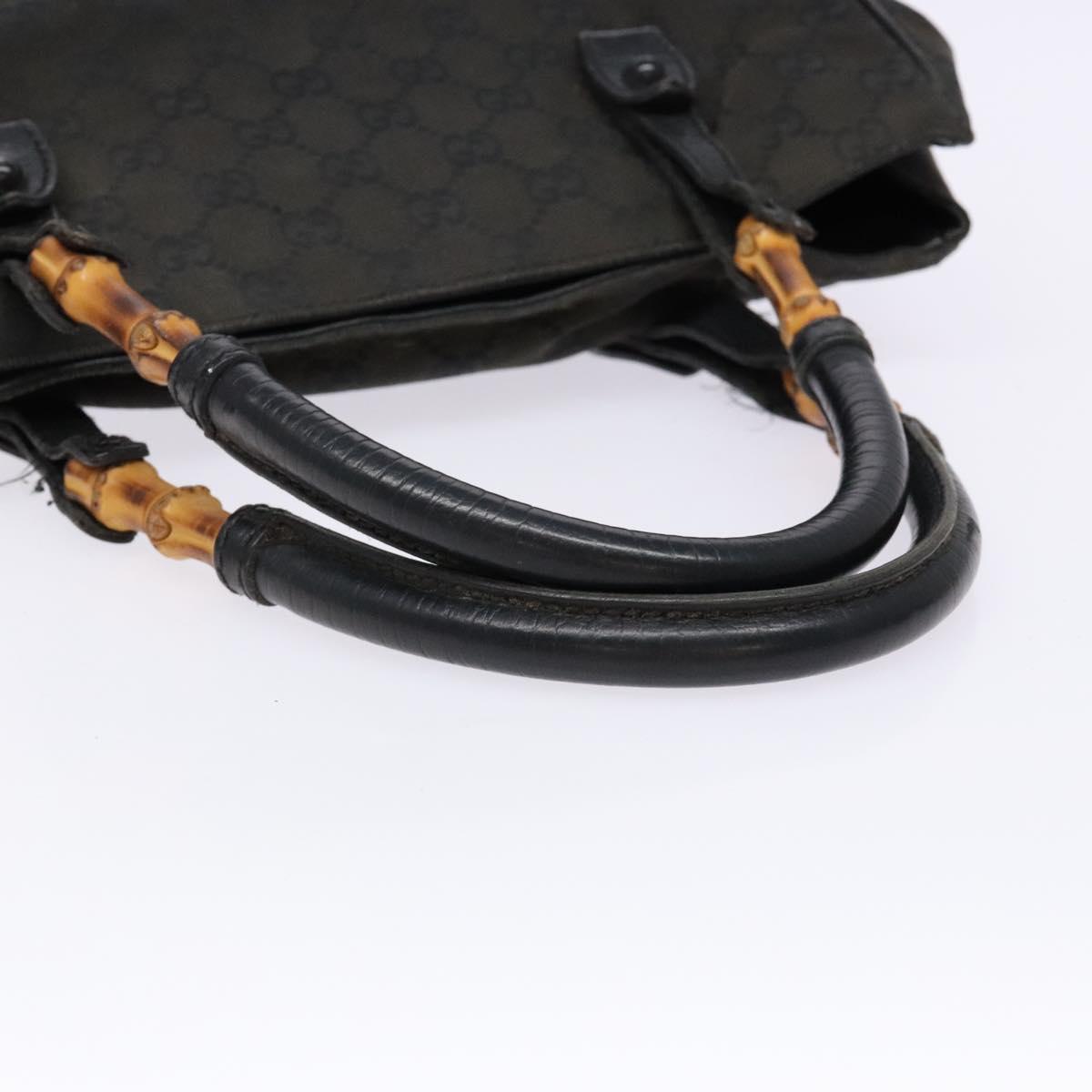 GUCCI Bamboo GG Canvas Hand Bag Black 112530 Auth 133507