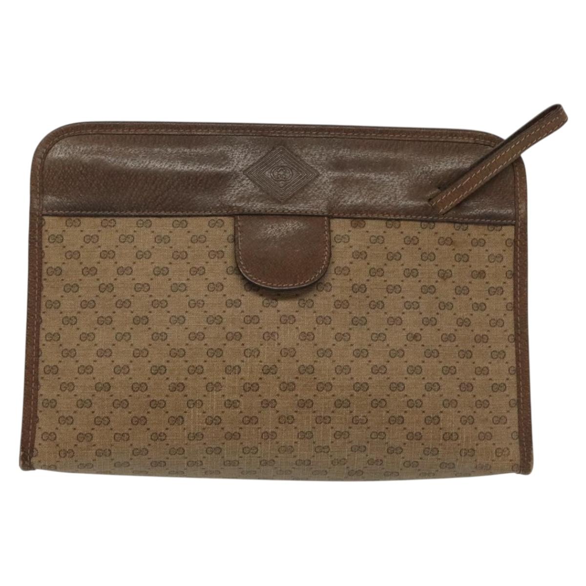 GUCCI Micro GG Supreme Clutch Bag PVC Beige 67 039 5465 Auth 133508