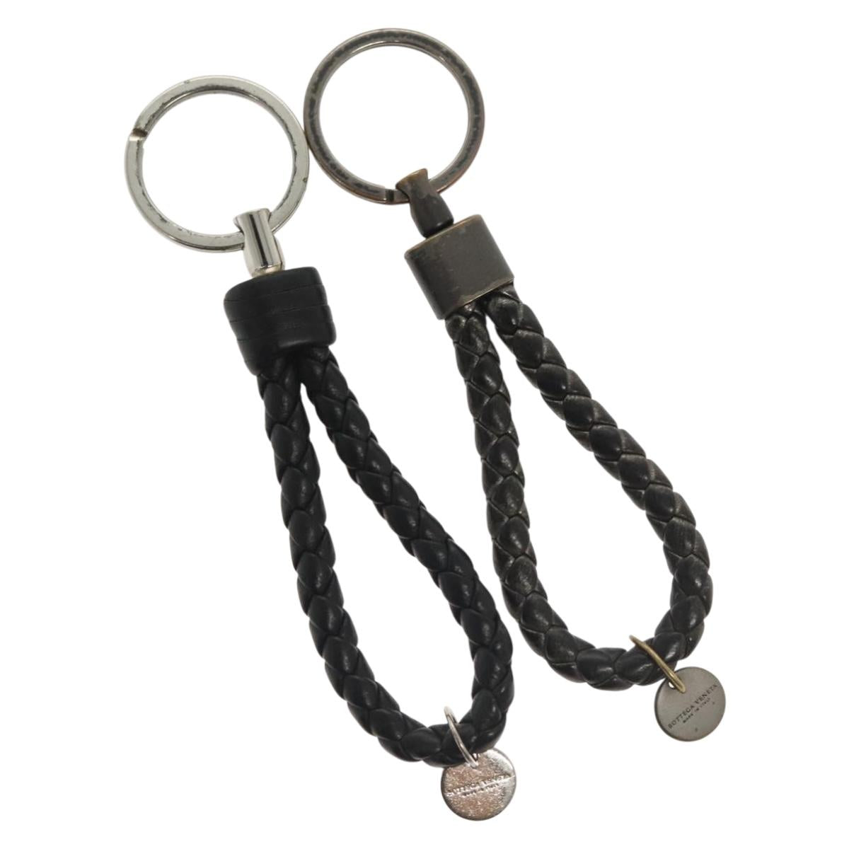 BOTTEGA VENETA INTRECCIATO Key Holder Leather Black Auth 133509