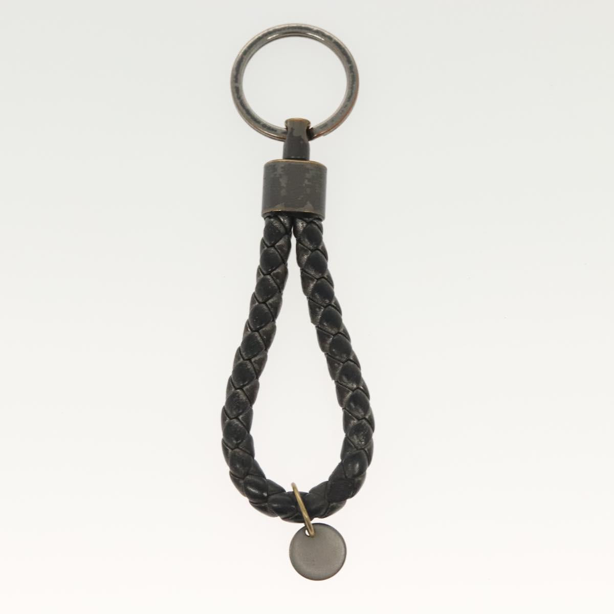 BOTTEGA VENETA INTRECCIATO Key Holder Leather Black Auth 133509