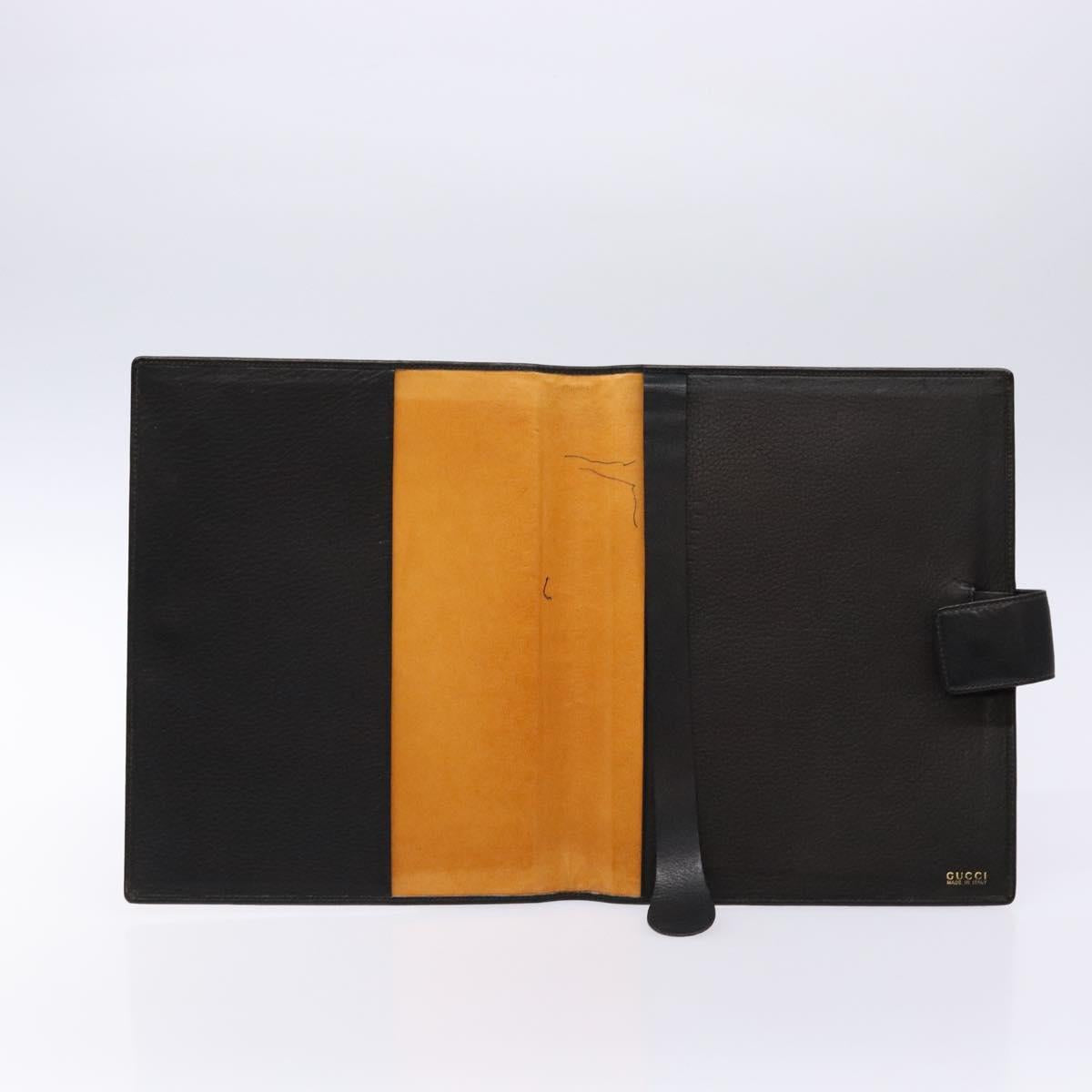 GUCCI Book Cover Leather Black Auth 133512