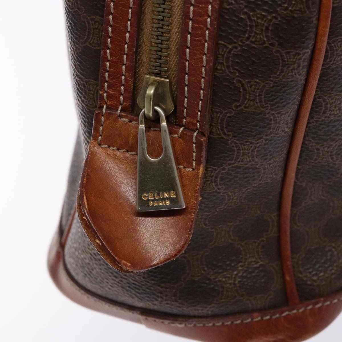 CELINE Macadam Canvas Hand Bag PVC Leather Brown Gold Auth 133564