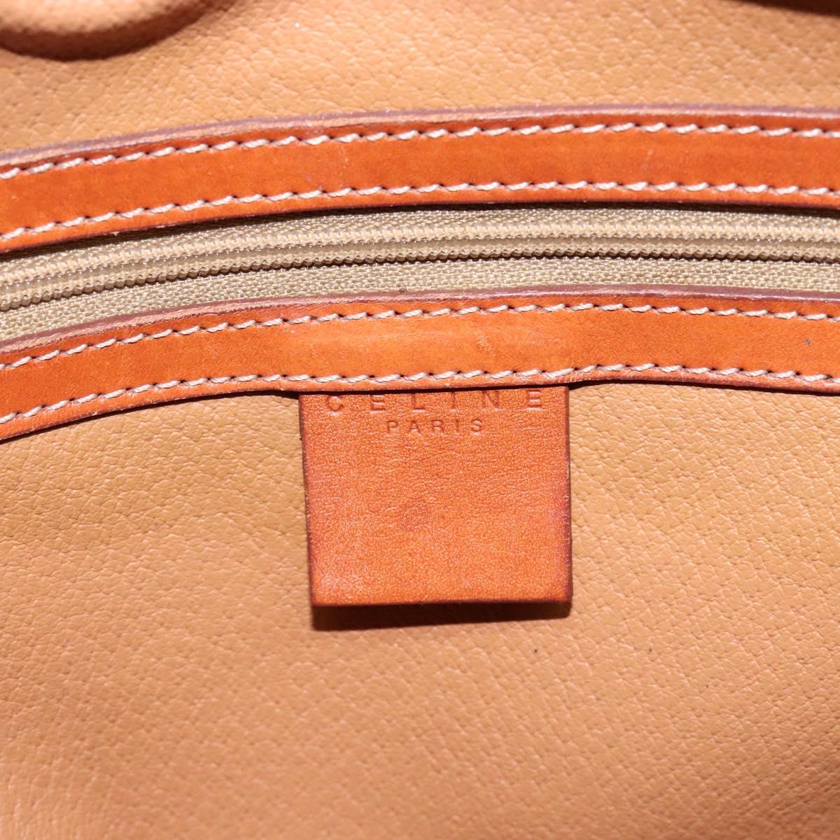 CELINE Macadam Canvas Hand Bag PVC Leather Brown Gold Auth 133564