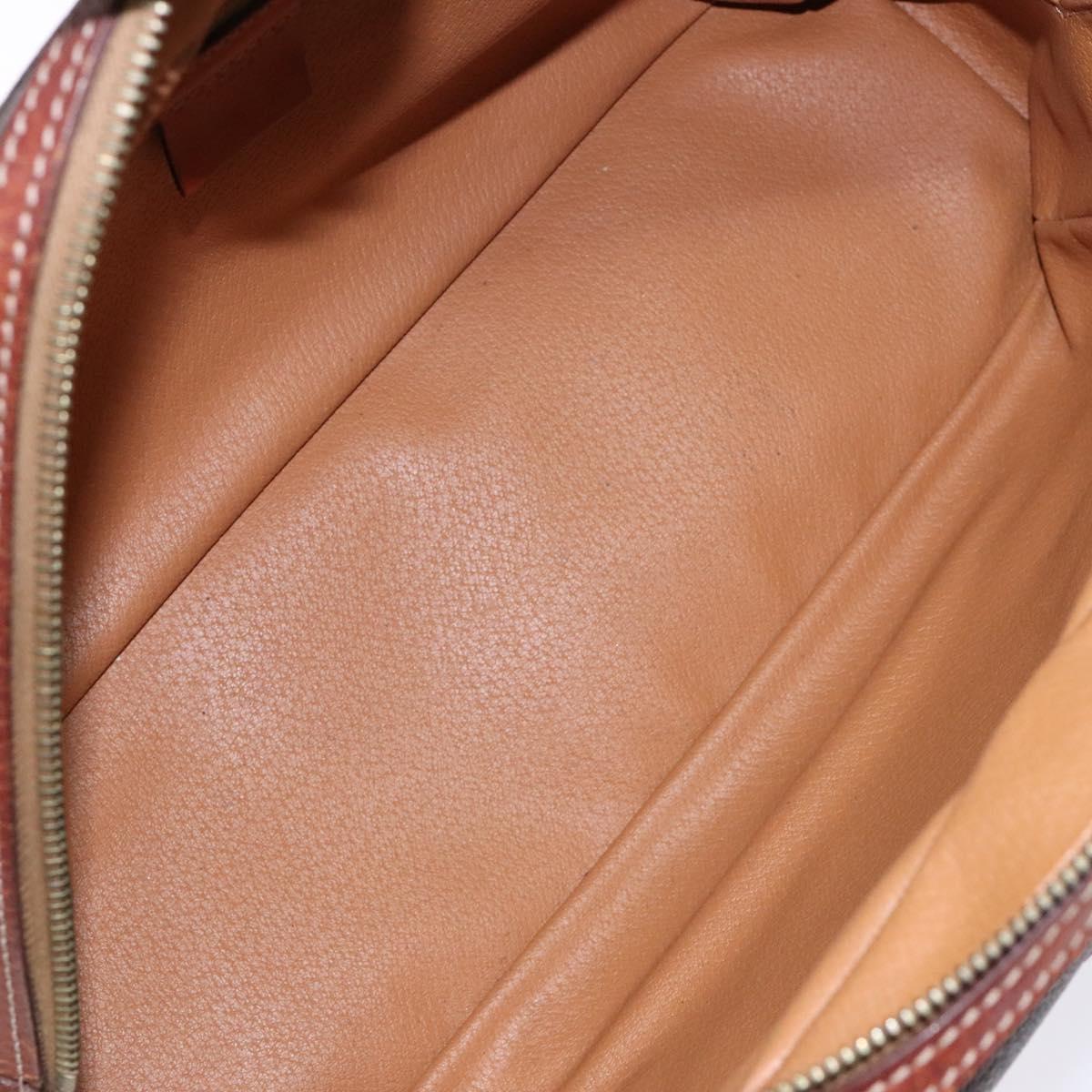 CELINE Macadam Canvas Hand Bag PVC Leather Brown Gold Auth 133564