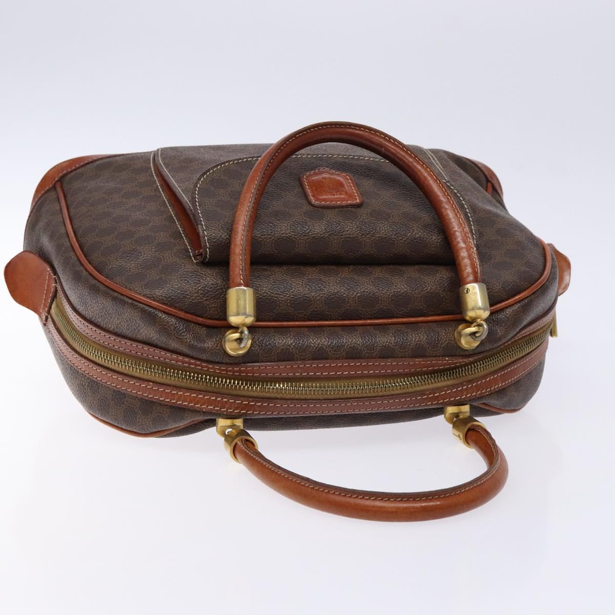 CELINE Macadam Canvas Hand Bag PVC Leather Brown Gold Auth 133564
