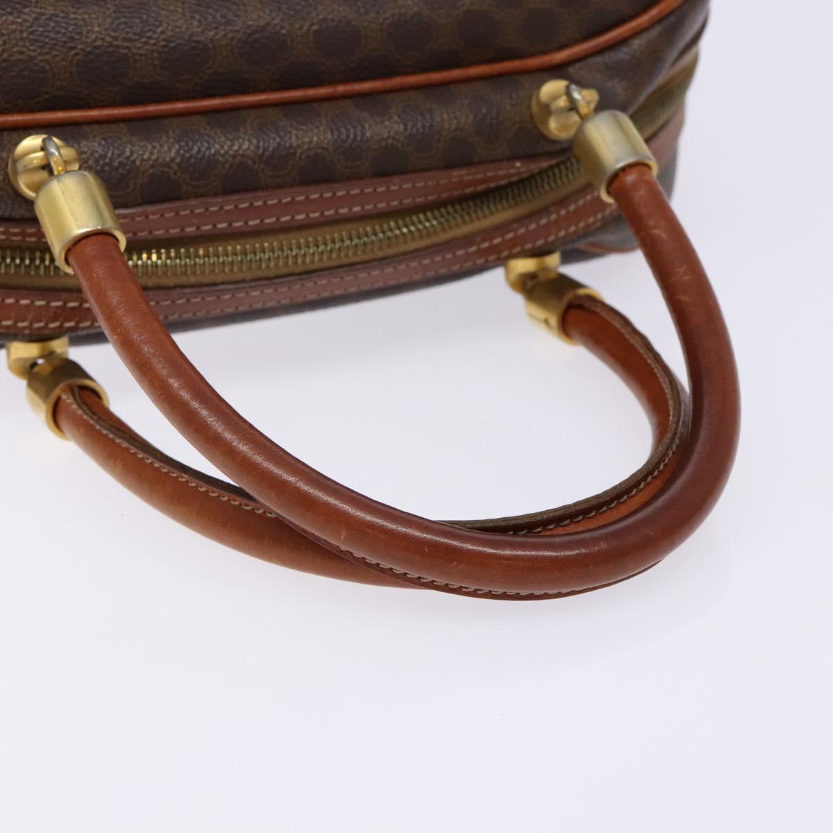 CELINE Macadam Canvas Hand Bag PVC Leather Brown Gold Auth 133564