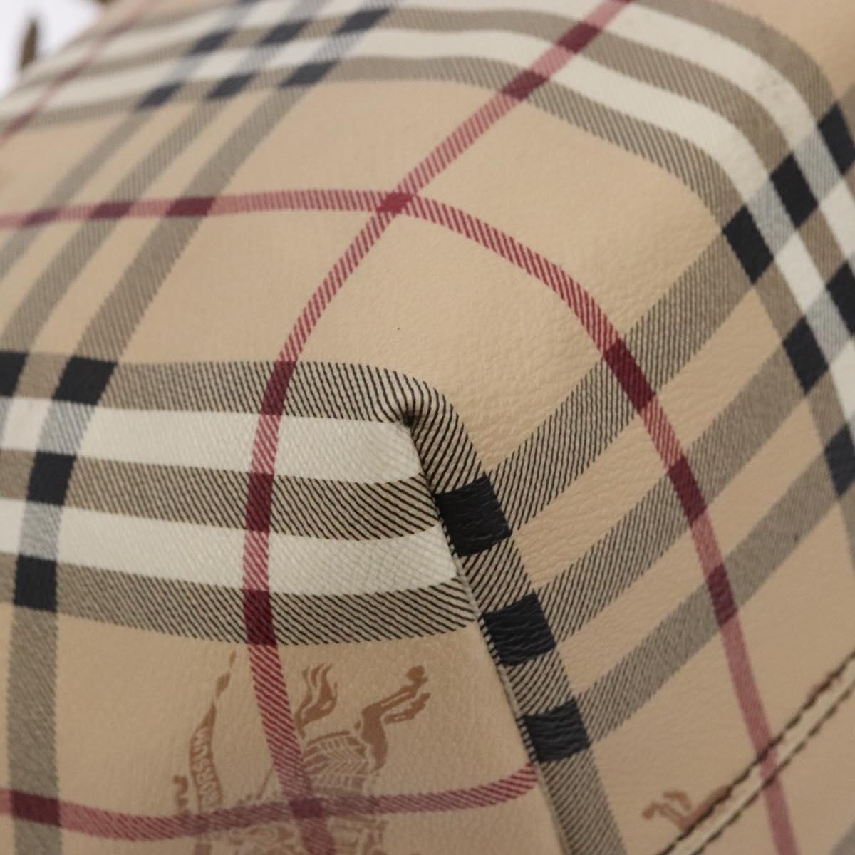 BURBERRY Nova Check Tote Bag PVC Beige Gold Auth 133565