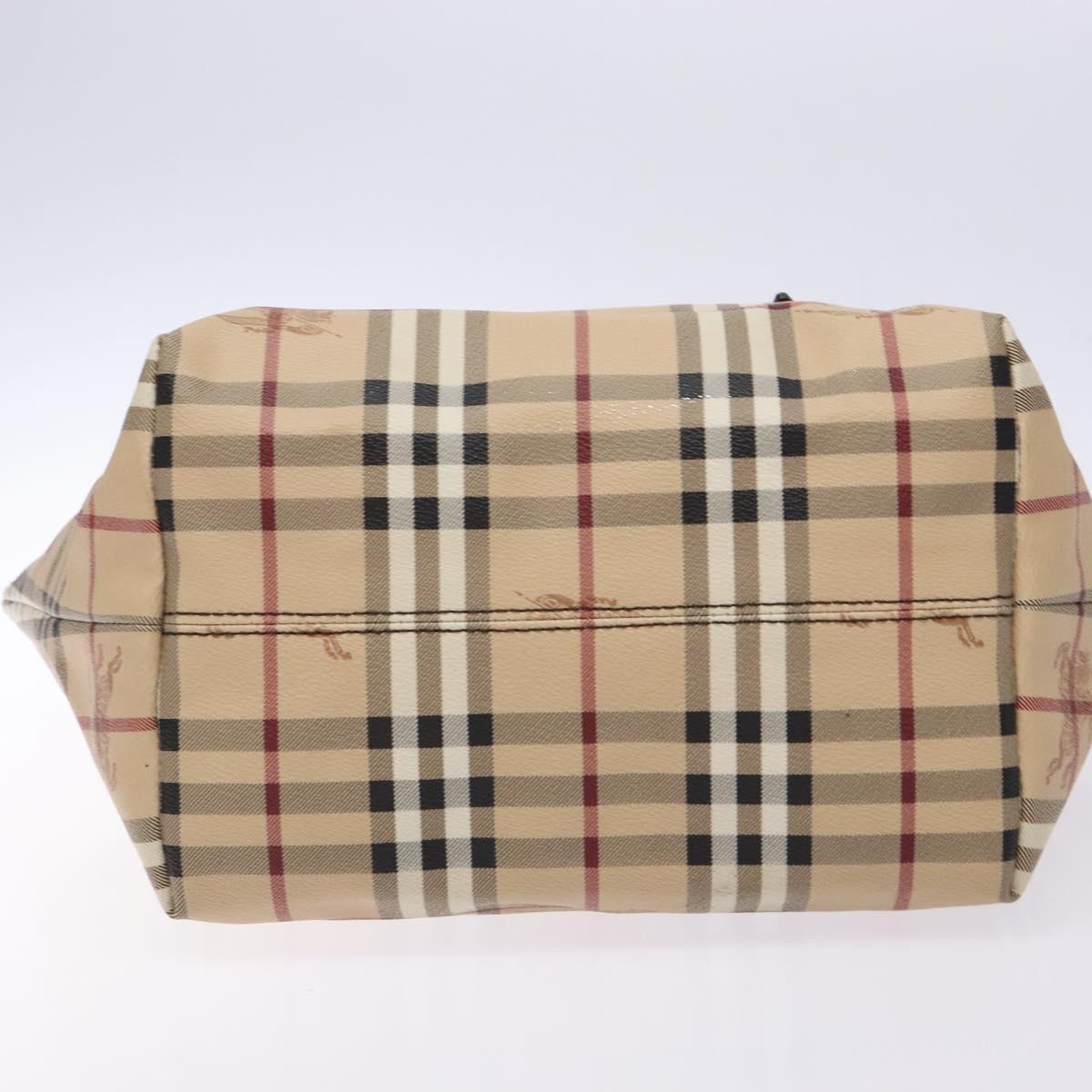 BURBERRY Nova Check Tote Bag PVC Beige Gold Auth 133565