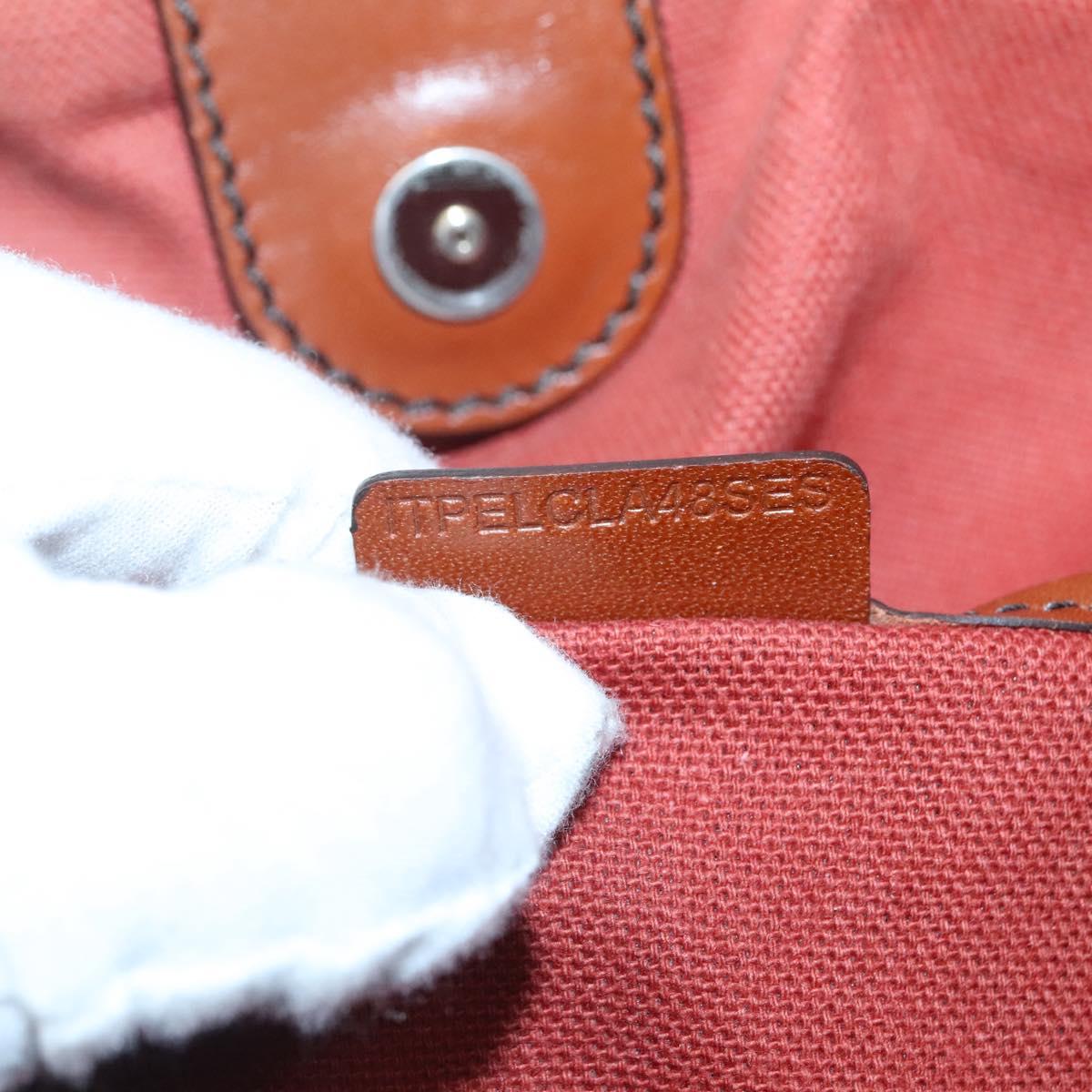 BURBERRY Nova Check Blue Label Tote Bag PVC Suede Beige Brown gold Auth 133568