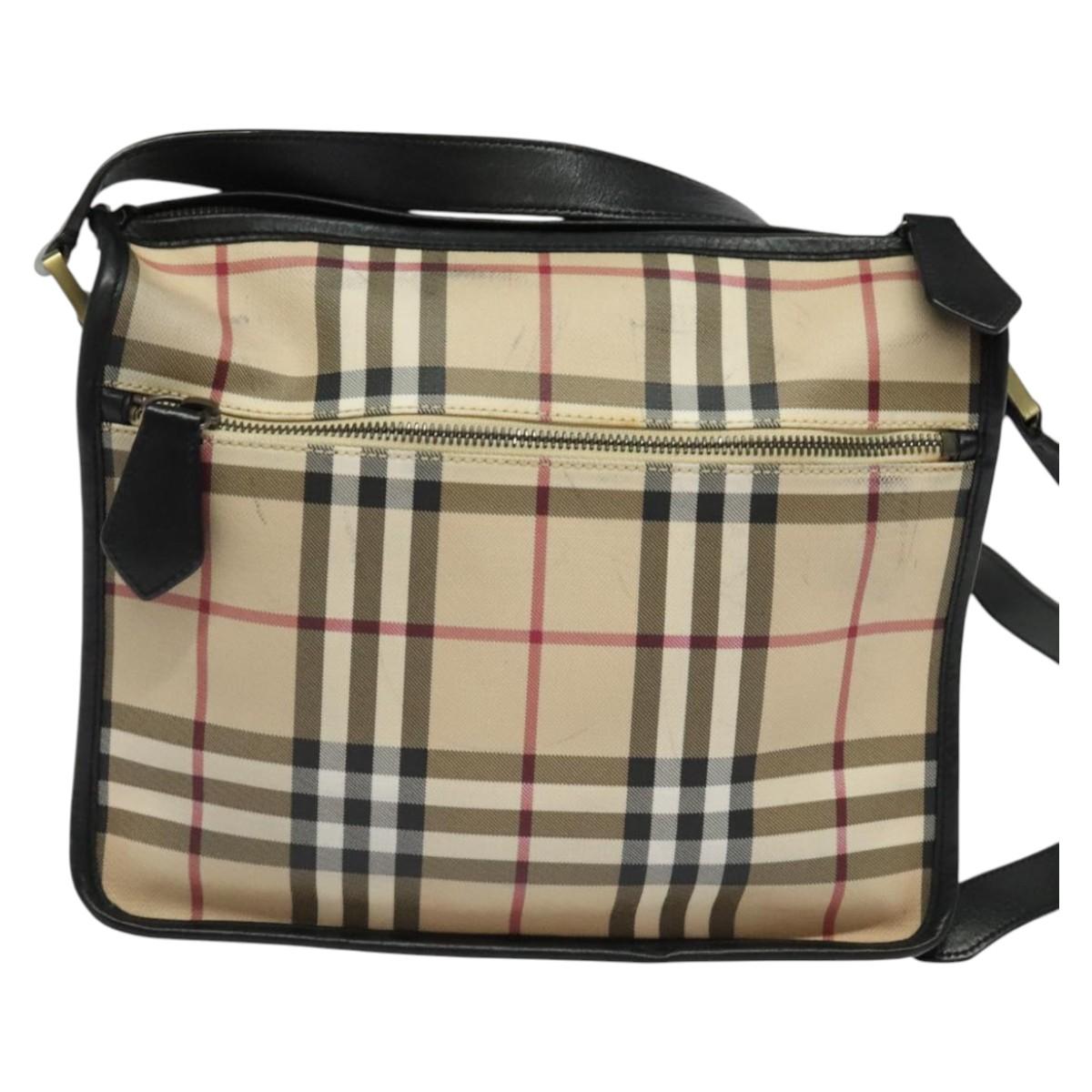 BURBERRY Nova Check Shoulder Bag PVC Beige Auth 133569