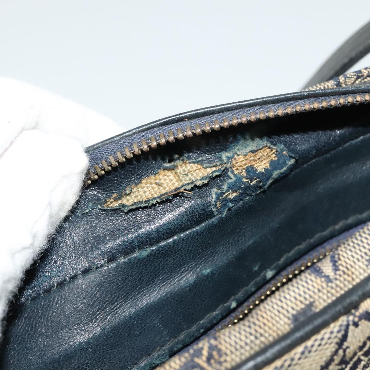 CELINE C Sulky Shoulder Bag Canvas Navy Gold Auth 133571