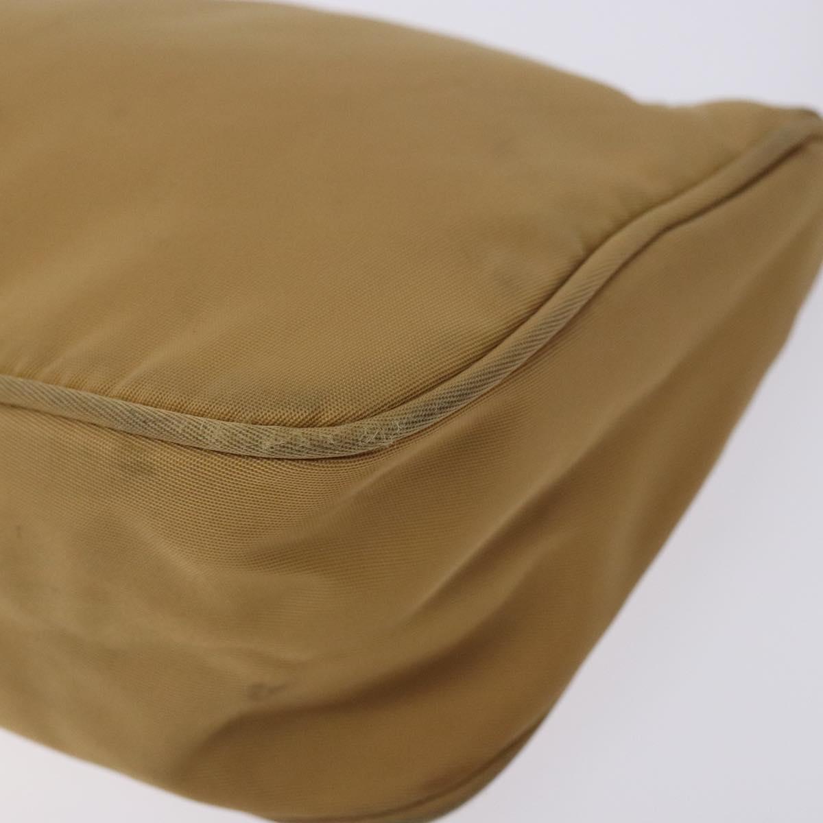 PRADA Accessory Pouch Nylon Beige Champagne Gold Silver Auth 133574
